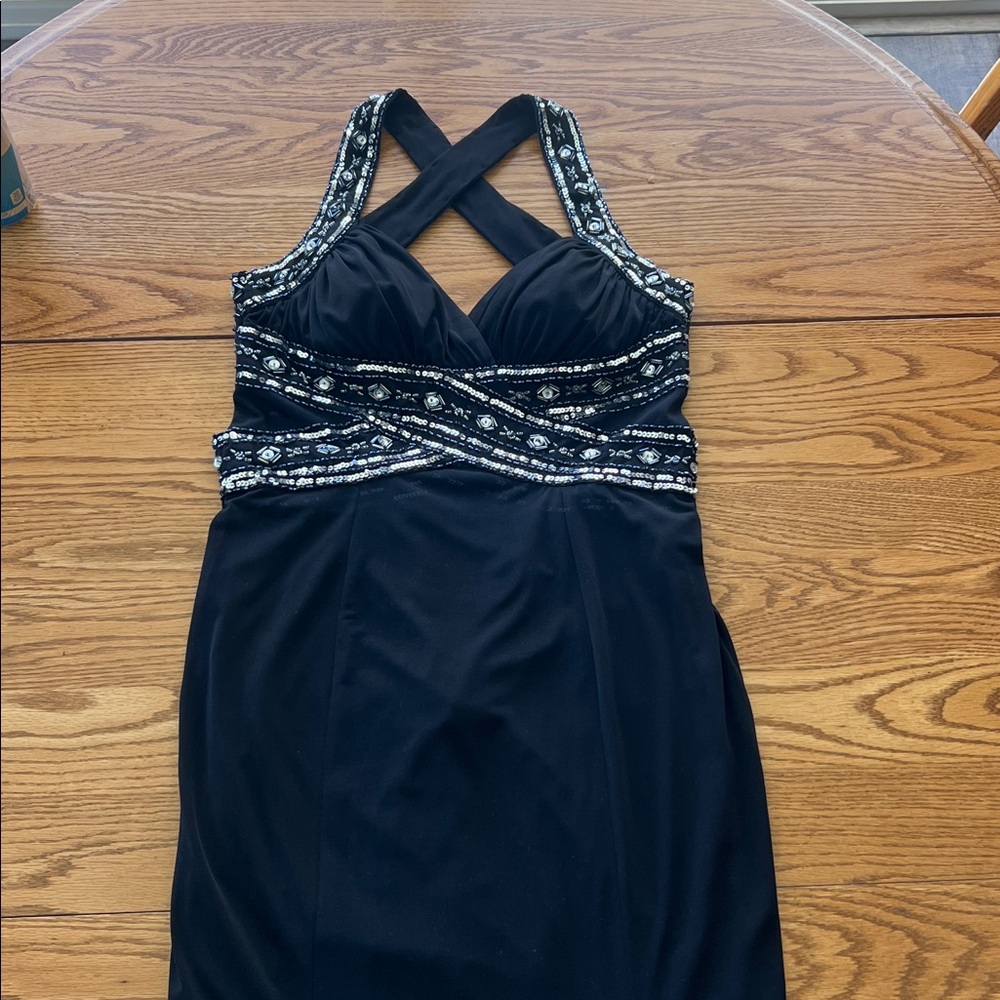 Hailey Logan Adrianna Papell Black Sequin Dress Size 3/4